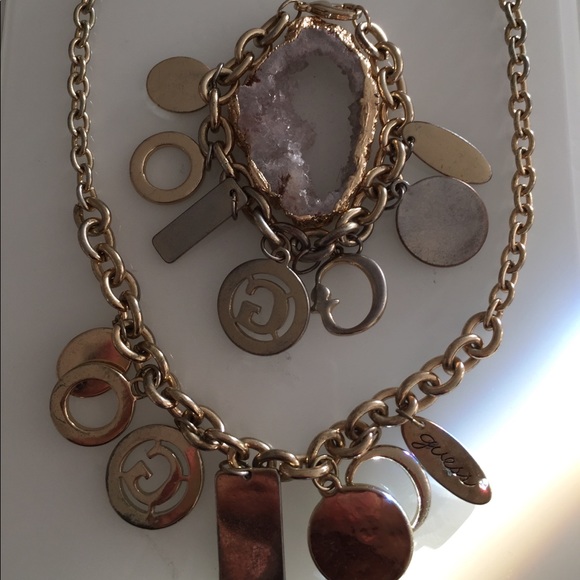 2/$20 Guess jewelry gold charm bracelet&necklace